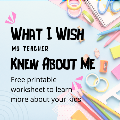 What I Wish My Teacher Knew About Me - Worksheet – Labels4School